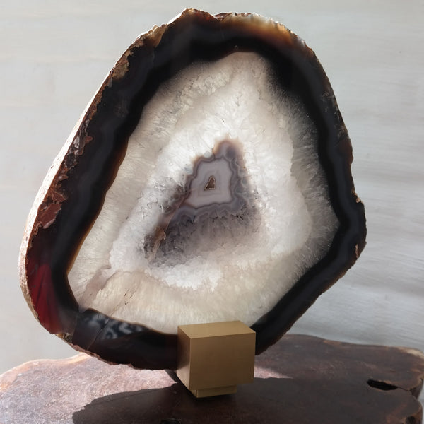 Agate Slice On Brass Stand
